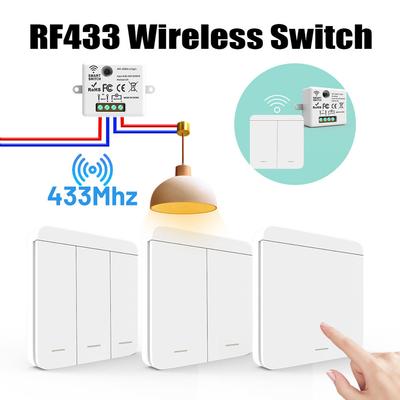RF 433Mhz Wireless Light Wall Switch Relay Receiver 10A 220V 1/2/3 Gang Panel Switch Remote Control Interruptor for LED Lamp