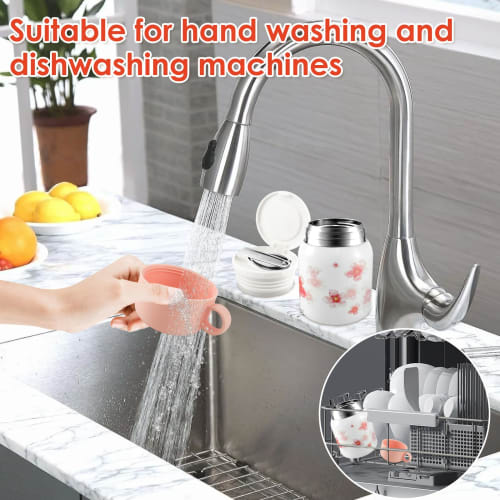 Pevcwa Vacuum Insulated Soup Jar with Spoon and Cup, 500ml Large Capacity, Vacuum Insulated, Stainless Steel, Keeps Hot or Cold, Keeps Hot for 12 Hour