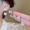 Silver Needle Korean Style Zirconia Geometric Round Stud Earrings - Elegant, Shiny, and Fashionable Accessories for Women
