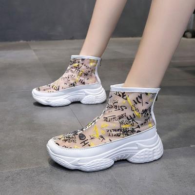 Fashion Women's Platform Shoes Ankle Boots Woman Summer INS Mesh Boots Breathable Women Casual Shoes Round Toe Woman Chunky Sneakers