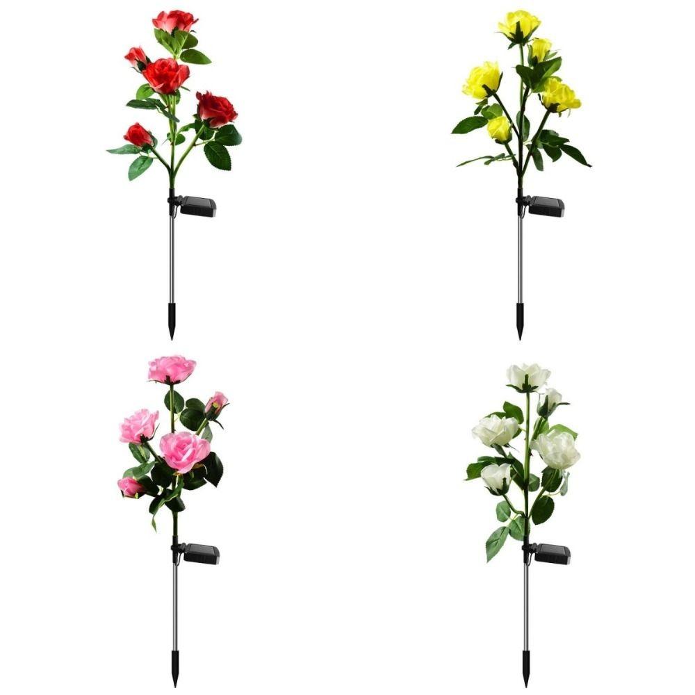 3 Heads Outdoor Solar Garden Light Realistic Solar Rose Flowers Lantern  Lawn Lighting