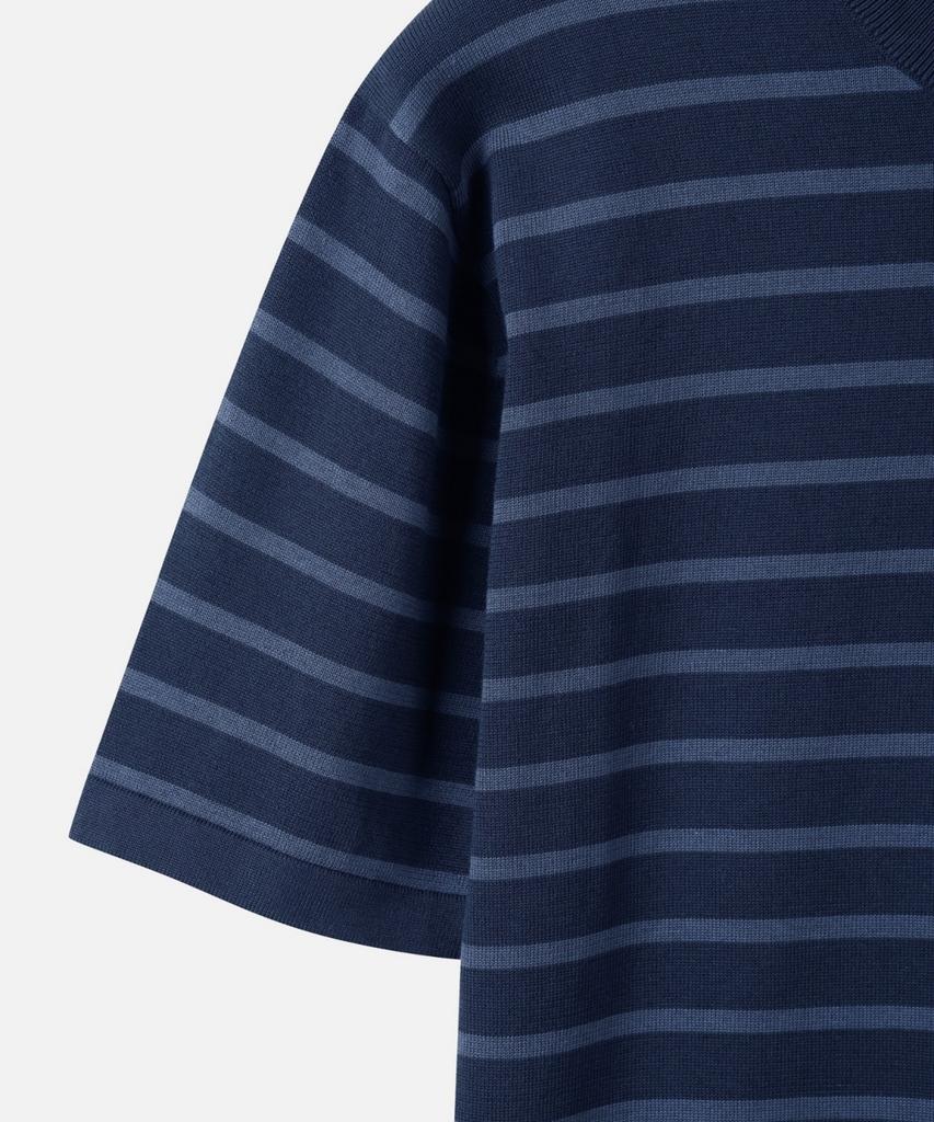 247Silijeu Supima Cotton Striped Half Knit Dark Navy