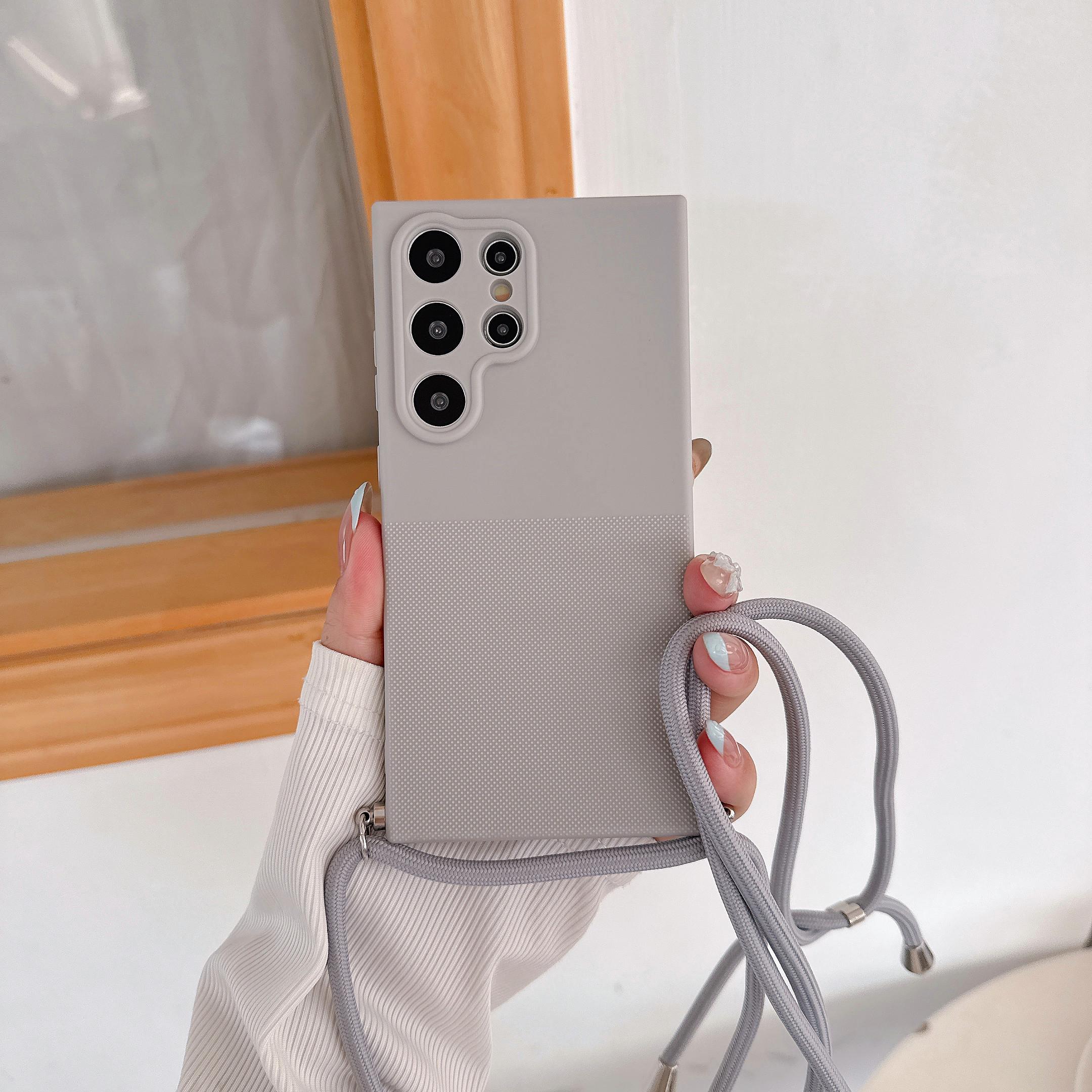 

Necklace Lanyard Rope Polka Dot Silicone Phone Case For Samusng Galaxy Note 9 10 Plus S8 + S9 S10 Plus S8+ S9+ S10+ Soft Cover Galaxy S8+ серый