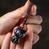 Purple Ebony Cute Wealth Attracting Cat Car Keychain Pendant Antique Style Pendant Mobile Phone Handmade High-end Hanging Accessory