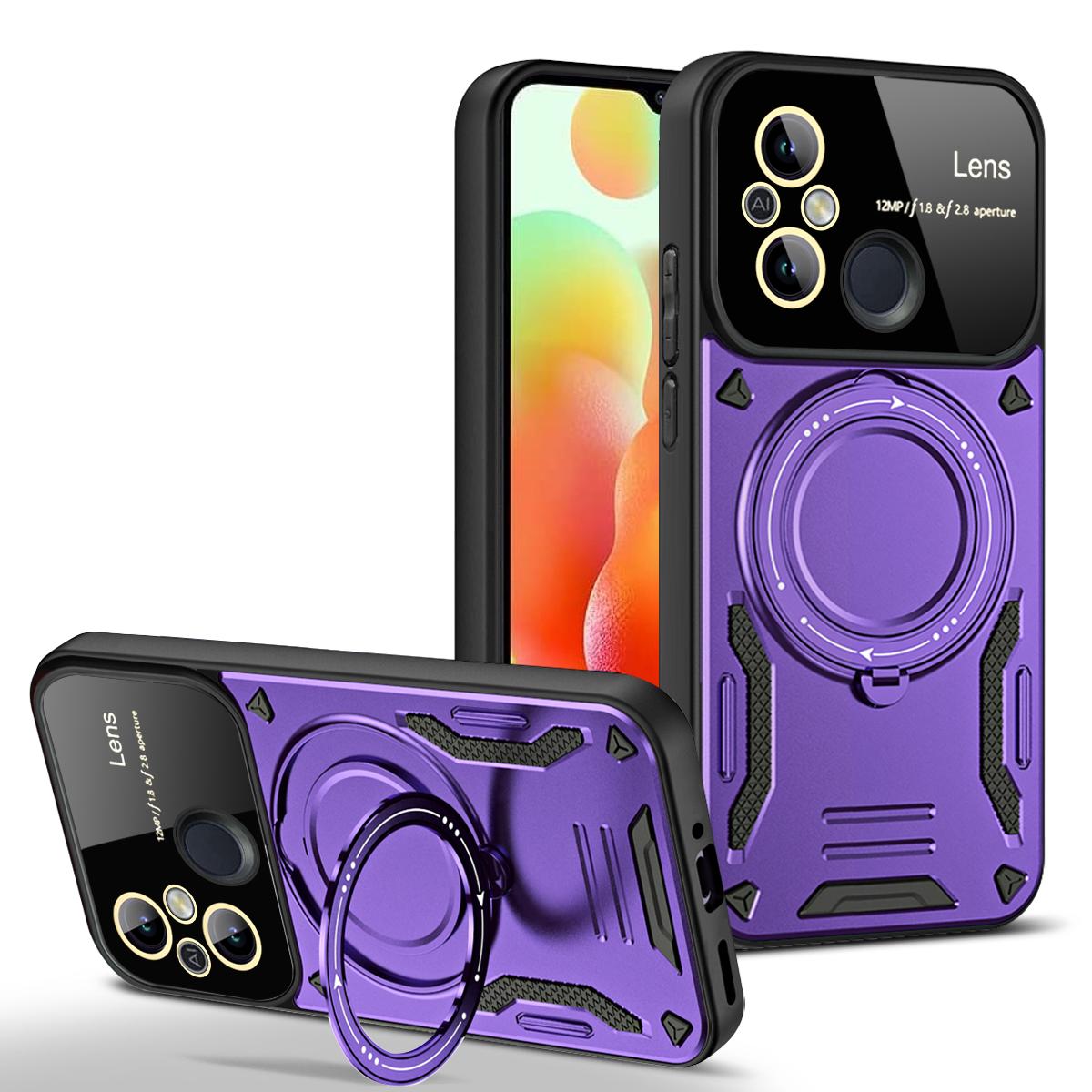 

Для Xiaomi Redmi 12C чехол противоударный Armor Ring держатель чехлы для Redmi 12C 12 C Redmi12C Magsafe беспроводной телефон чехол For Redmi 12C фиолетовый