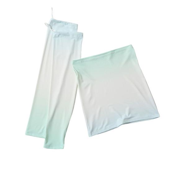 2Pcs/Set Face Guard Sun Protection Oversleeve Set, Ice Silk Cooling Fabric Arm Sleeves with Thumb Buckle Cuffs, Outdoor Cycling Driving Beach Summer