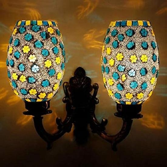 

Настенный светильник с двойным купольным стеклом для гостиной, домашнее украшение, турецкий светильник (разноцветный, лампочка в комплект не входит