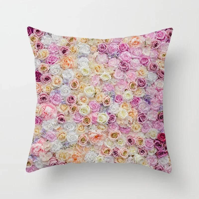 Home Decor Flowers Sunrise Sunset Field Print Pillow Cover Sofa Bedside Car Office Seat Cushion