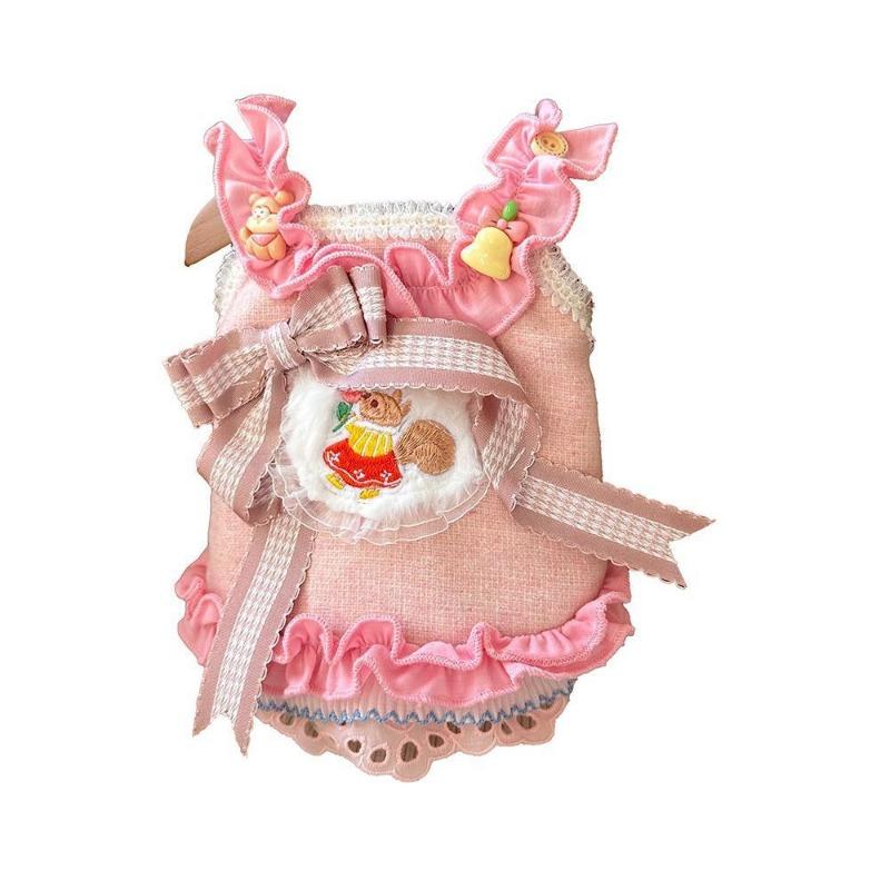 Spring and Autumn Dog Cat Pet Clothes Handsome Yorkshire Maltese Small Dog Girl Pink Suspender Skirt