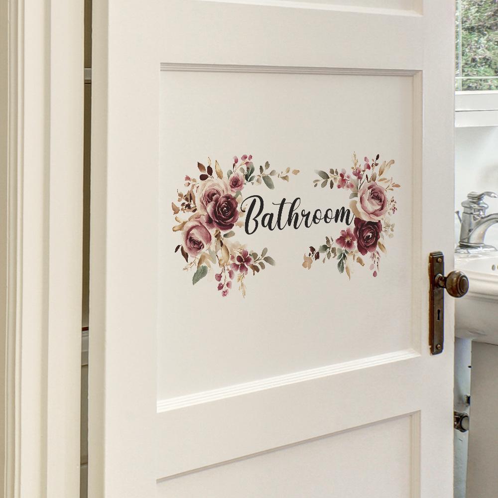 Bathroom English Slogan Bathroom Door Background Landscaping Decoration Wall Sticker