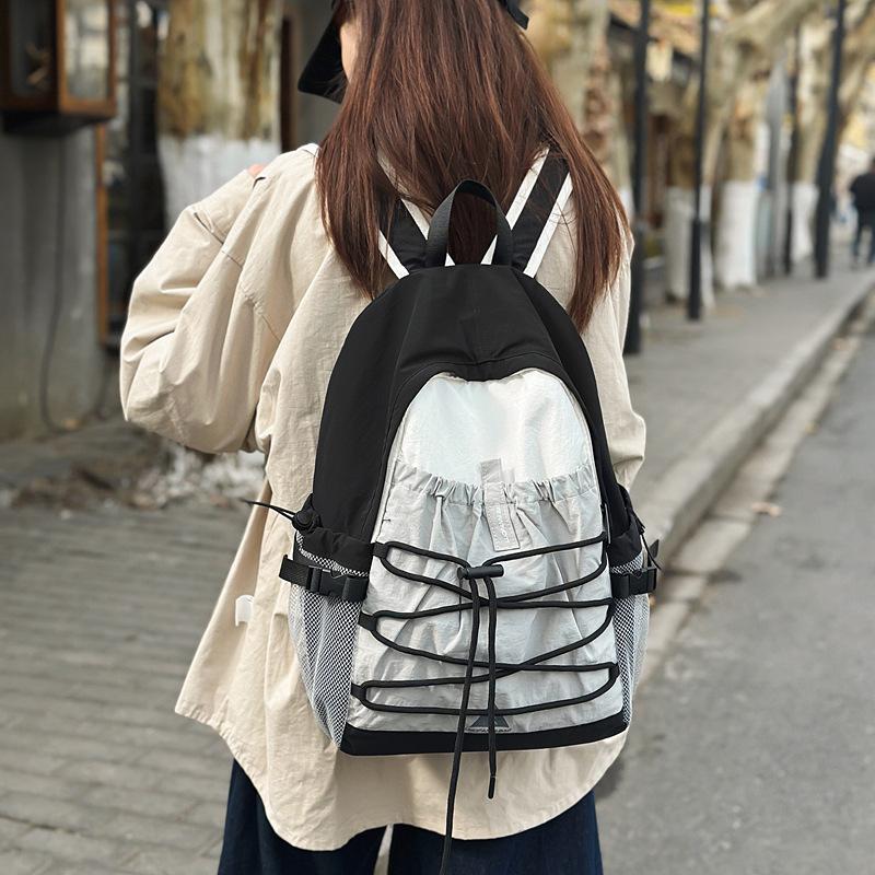 Korean Version of Versatile Contrasting Color High School Backpack Lightweight Large Capacity College Student Travel Backpack