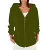 Fashionable Women's Loose Casual Solid Color Hooded Zippered Long Sleeve Jacket