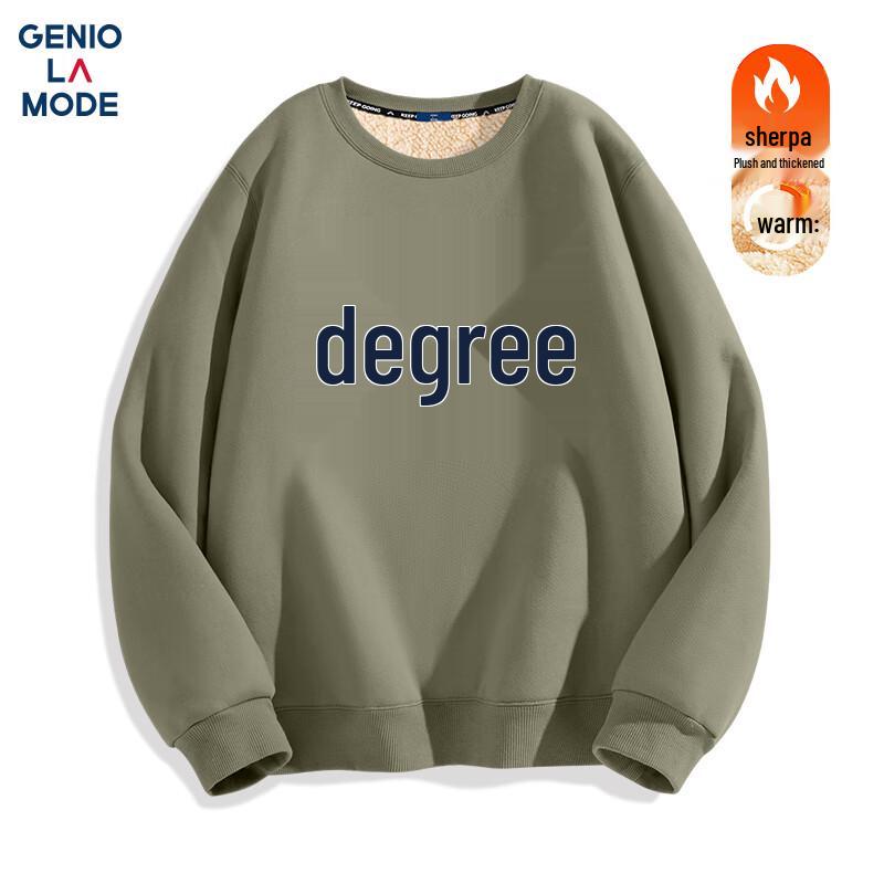 GENIOLAMODE Men s Heavyweight Lambswool Fleece-Lined Sweatshirt XL