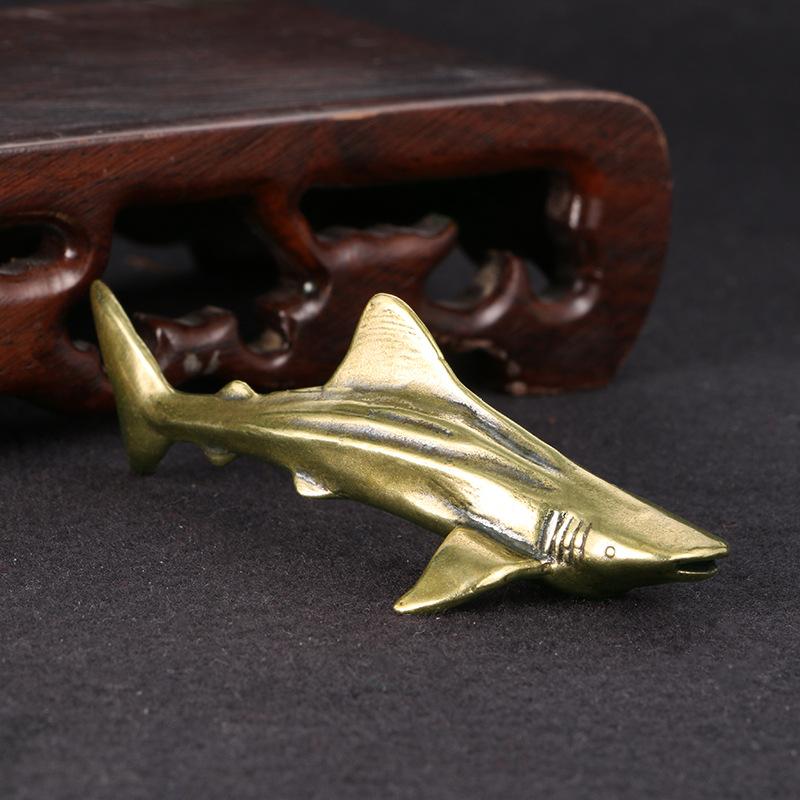 American Style Shark Antique Bronze Office Decoration Collection Ornaments Marine Animal Decorative Figurines Souvenir