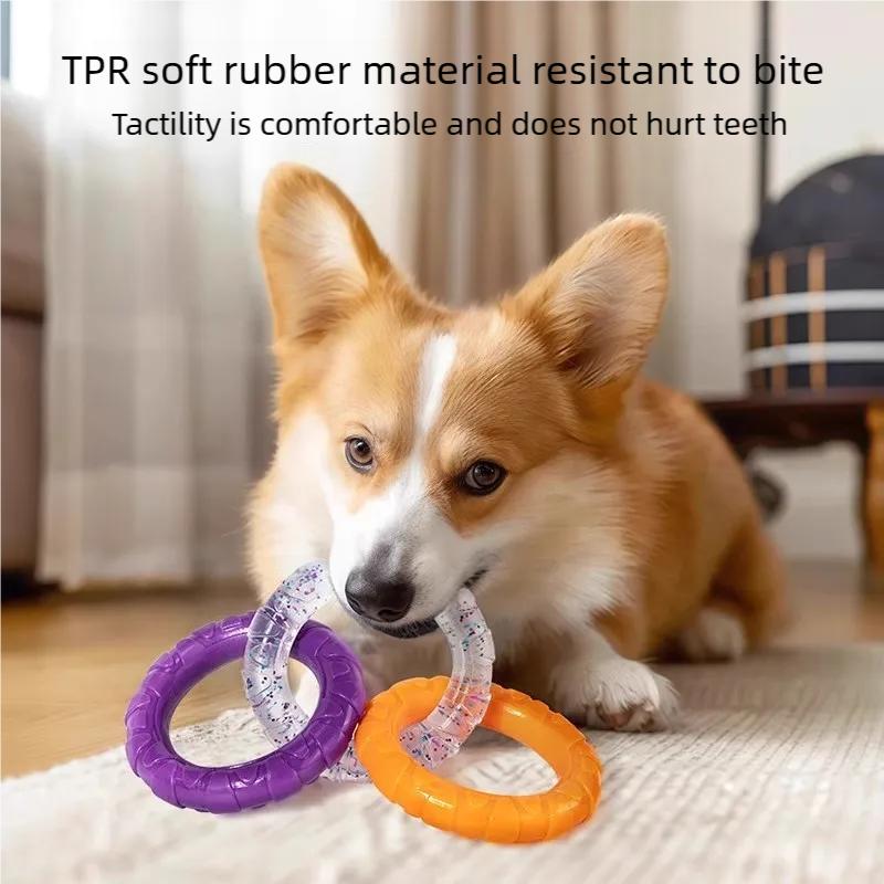 TPR Pull Ring Chew Pet Toy Bite Resistant Durable Molar Teeth Cleaning Easy Clean Interactive Toy For Small Medium Large Dogs