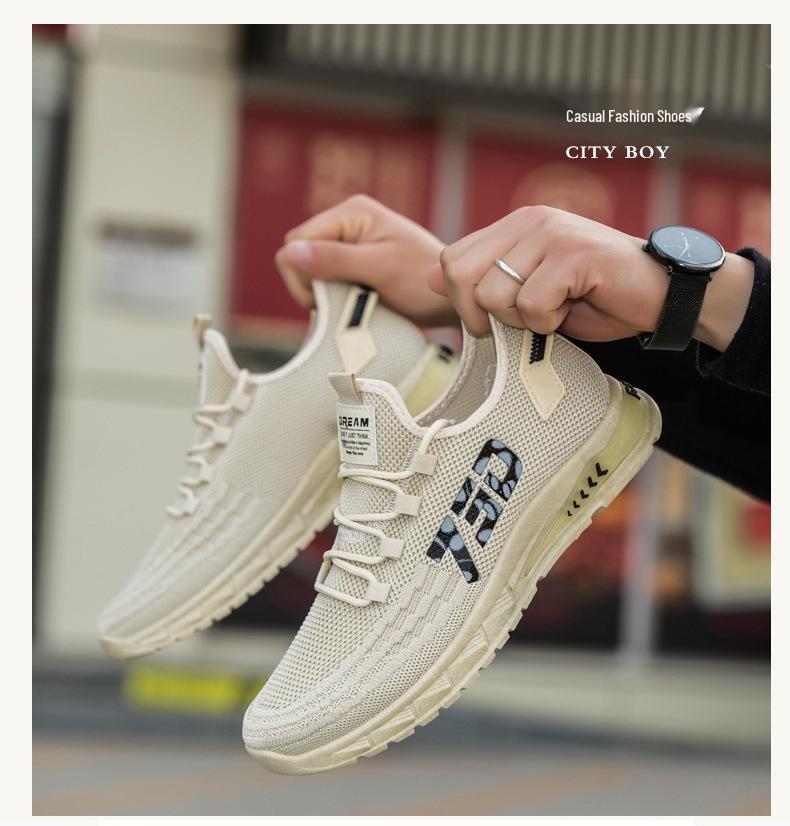 2025 Spring Flyknit Breathable Mesh Running Shoes - Men's Trendy Casual Travel Sneakers, Plus Size Available