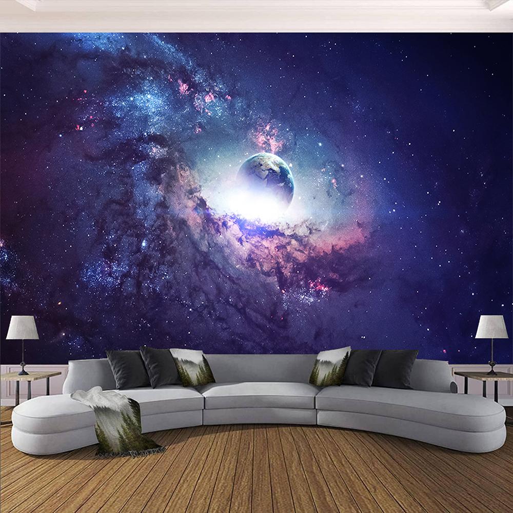 Universe Planet 3d Mural Starry Sky Wallpaper Outer Space Wall Mural For Kids Room Living Room Bedroom Wallpaper