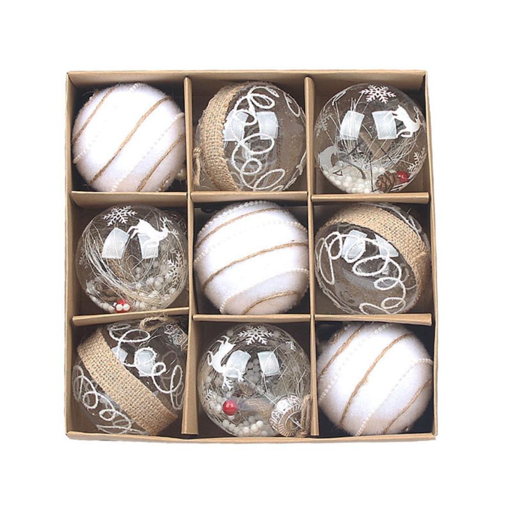 

9pcs Hemp Rope Christmas Decorative Ball Gold Glitter 2026 New Year Christmas Ball Transparent Elegant Xmas Tree Hanging Pendant as choice