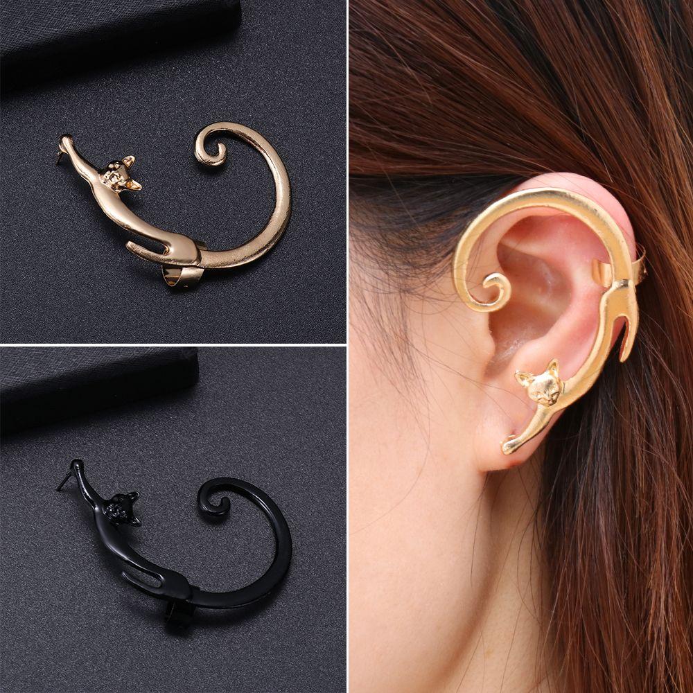 

Punk Style Women Fashion Ear Stud Cartoon Cat Earring Ear Wrap Ear Cuff Clip Stud Earrings
