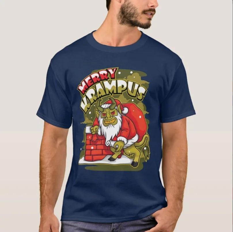 Merry Christmas Krampus Xmas Joke Classic T-Shirt 100% Cotton O-Neck Summer Short Sleeve Casual Mens T-shirt Size S-3XL