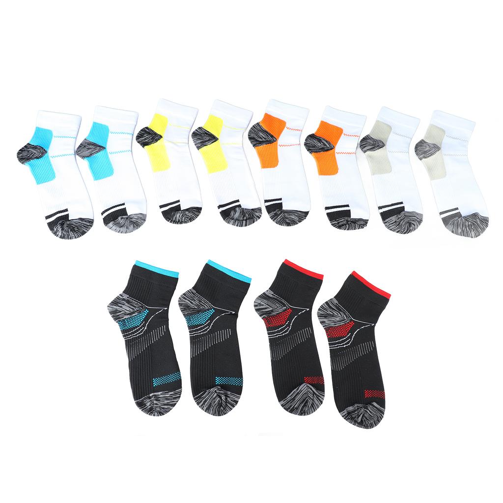6 Pairs Short Sports Socks Sweat Absorption Breathable High Elasticity Compression Socks for Men Women Color Mixed Free