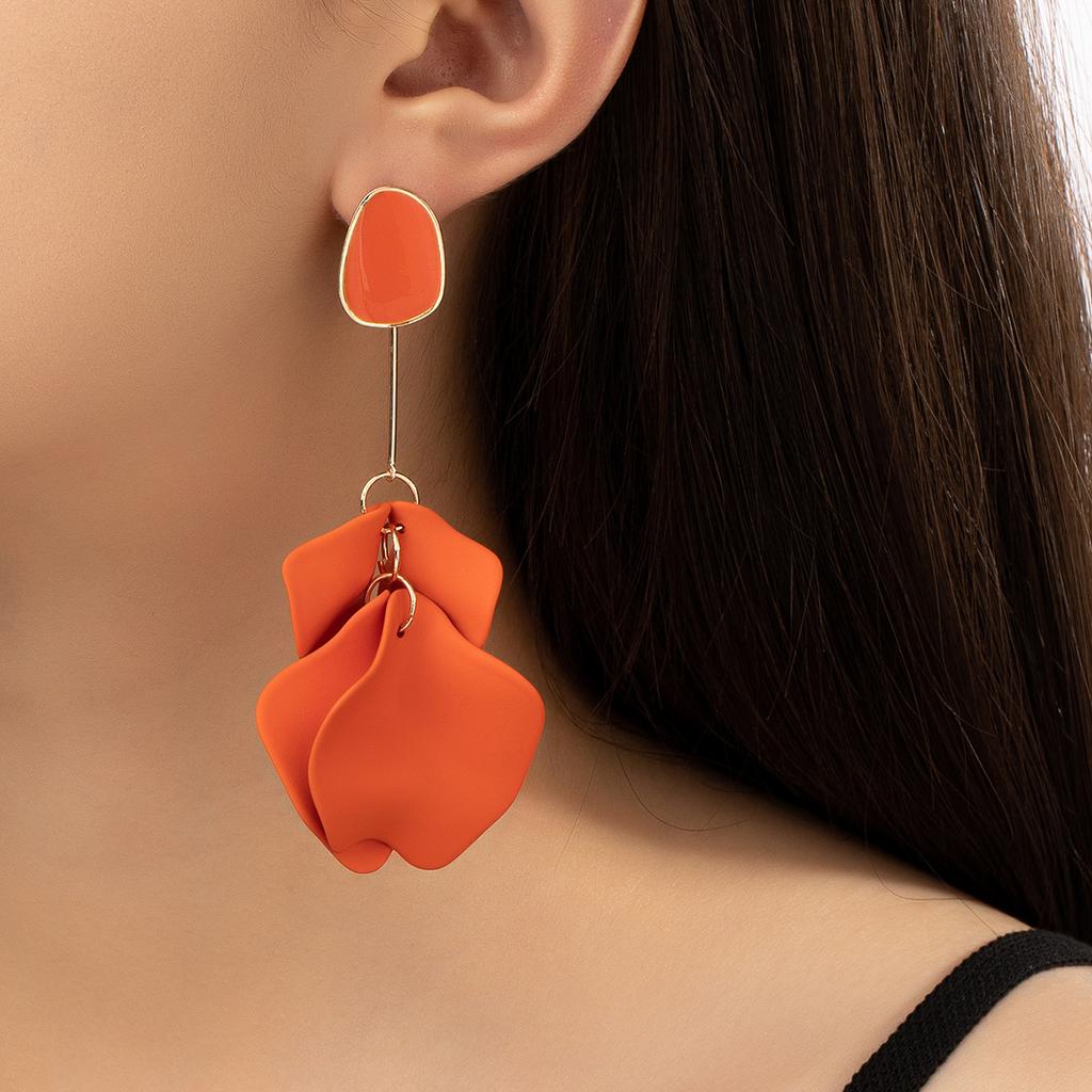 Colorful Acrylic Rose Petal Fringed Earrings Elegant Femininity Sweet Wedding Earrings Jewelry 2023
