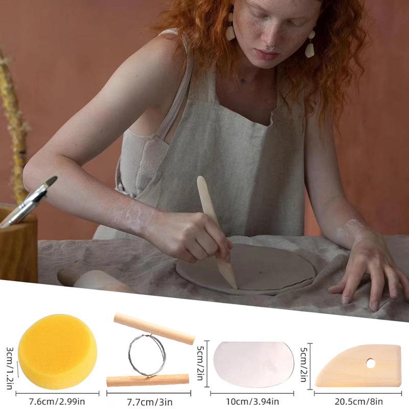 15-Piece Pottery & Clay Carving Tool Set for DIY Sculpting and Modeling