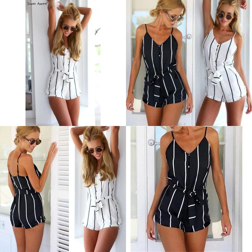 Elegant Cotton Linen Deep V Neck Backless Jumpsuit With Waist Belt For Spring Wear
