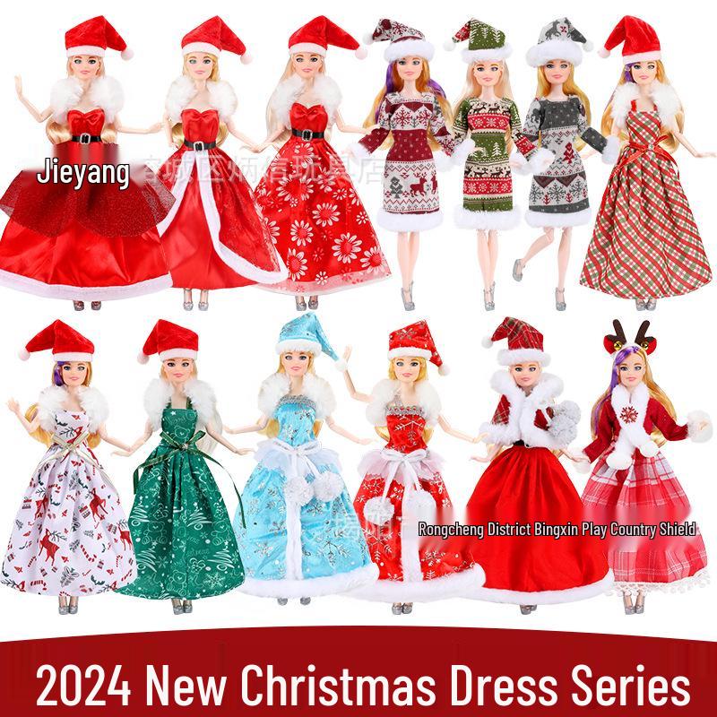 11-inch Barbie Doll Fashion Christmas Dress Set - 30cm Holiday Clothing Series
