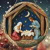 Hellig natt Krybbespill anheng, dekorasjon av hjemmevegger eller dører, 2d flatt tre, juledekorasjon, gaver til venner og familie