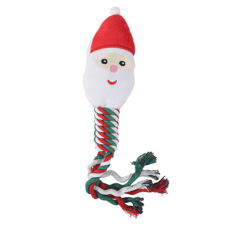 Pet Christmas Supplies Dog Toy Teeth Cleaning Rope Knot Cotton Rope Toy Cute Cartoon Chewing Toy