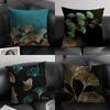 Ginkgo Leaves Luxury Cushion Cover Natural Linen Organic Fabric Double-Sided Printing Sofa Home Decor Gift Pillow Case