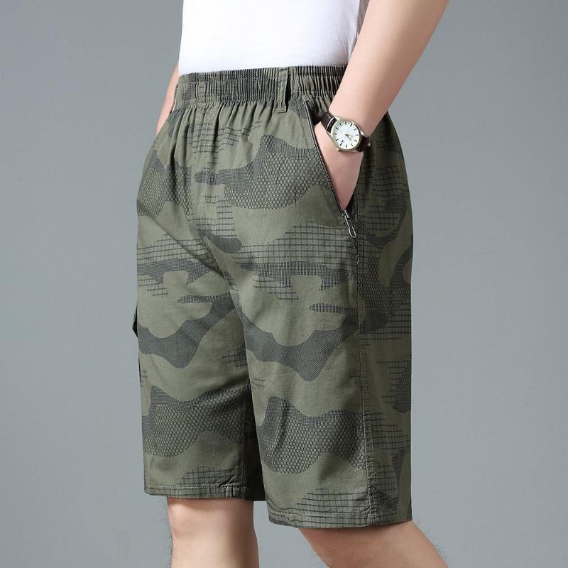 Mens Casual Camo Print Multi Pocket Cargo Shorts