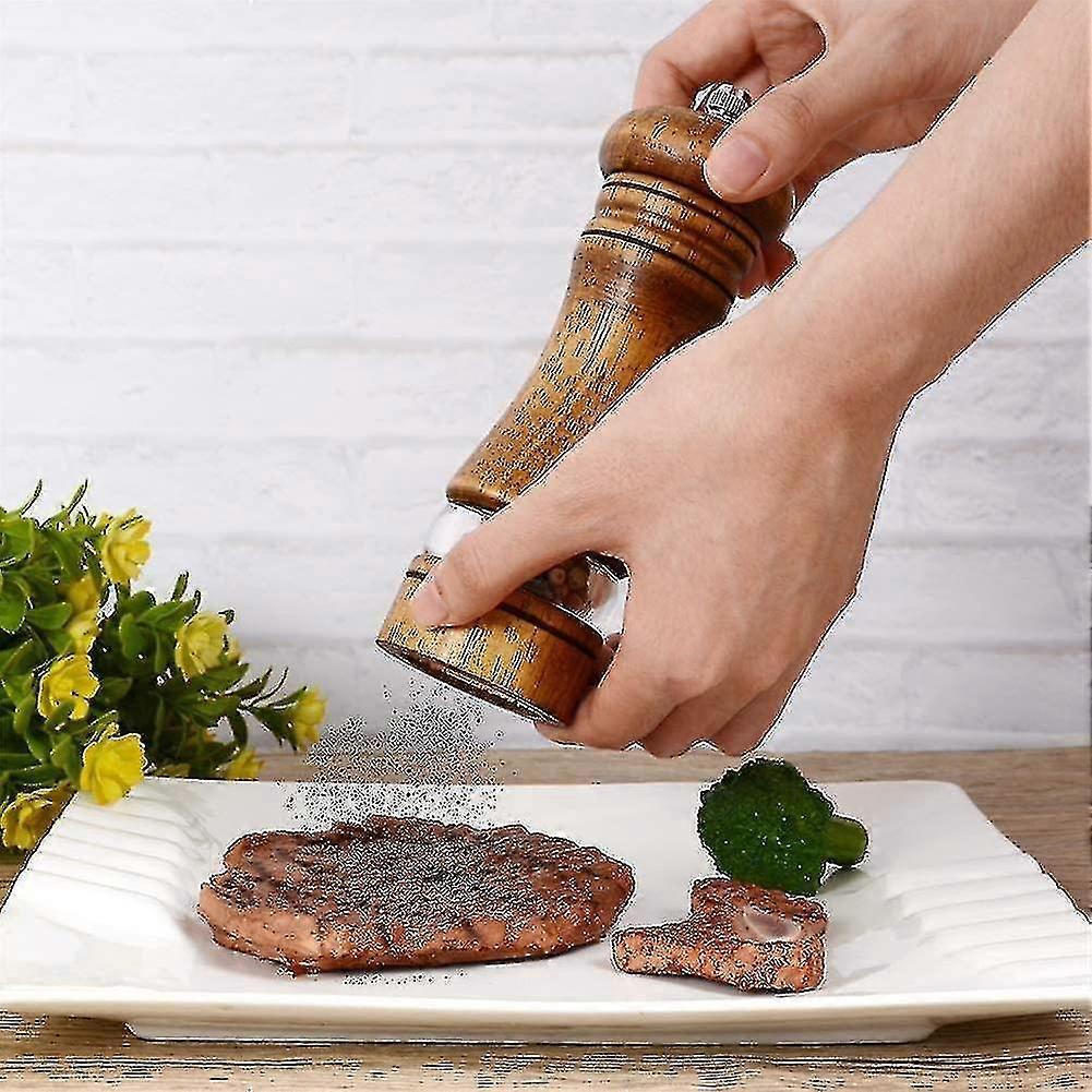 Pepper Grinder,wood Salt And Pepper Grinder Mills Sets,2 Pack,retro - RiRi