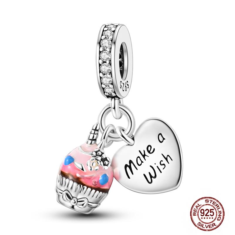 Fruit Food Charms Plata De Leyoriginal Strawberry Avocado Dessert Cake Charm Beads For Women Bracelet Accessory Diy Jewelry
