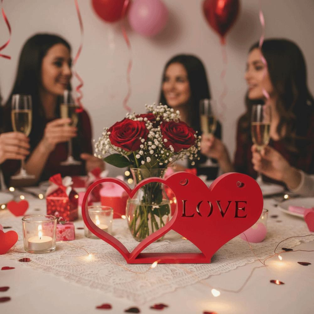 Art Craft Red Love Knot Ornament Plastic LOVE Ornaments Valentine Day Decorations  Table