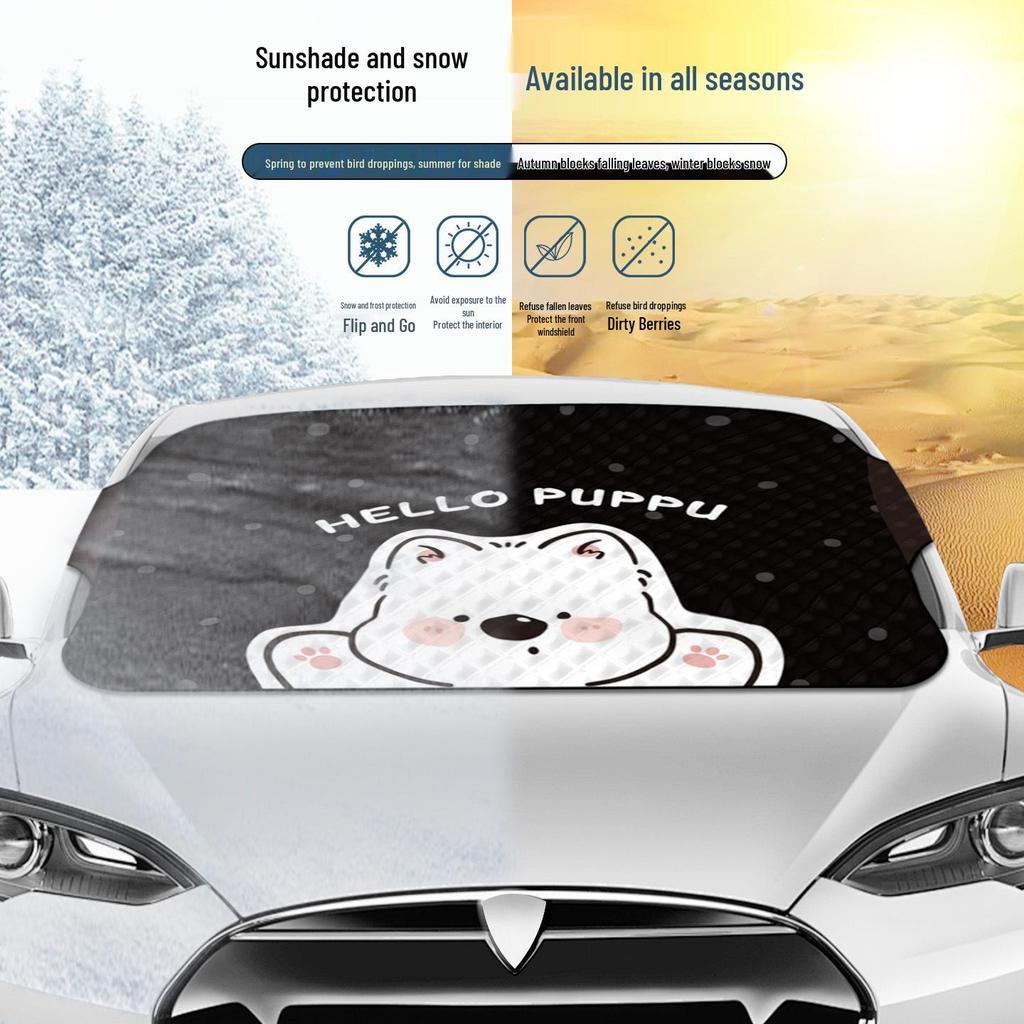Cartoon Car Windshield Cover: Frost & Sun Protection for All Seasons