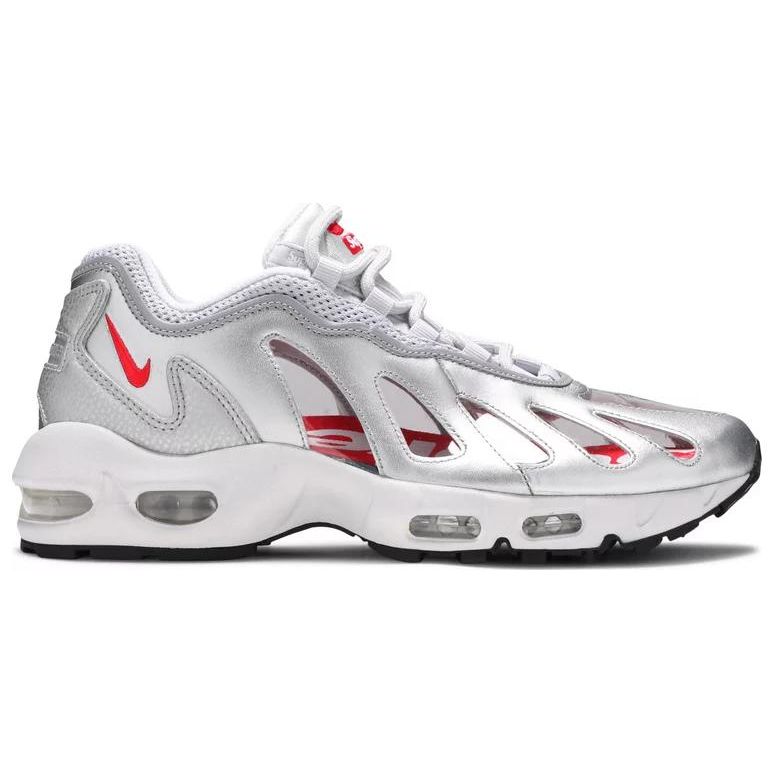 Supreme X Nike Air Max 96 Metallic Silver Men Sneakers Speed-Red Clear CV7652-001