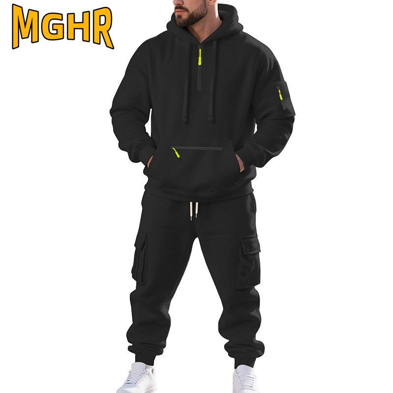 MGHR Men's Fashion Casual Long Sleeve V Neck Pants Suits