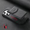DENIOR D19 For iPhone 15 Pro Max Magnetic Case Leather+PC+TPU Cover with Detachable Card Bag