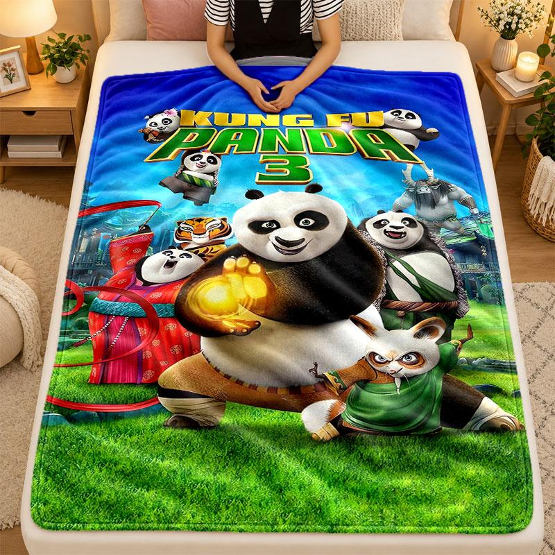 Flannel BlanketKung Fu Panda Warm Soft Throw Blanket for Indoor Sofa Bed Living Room Use