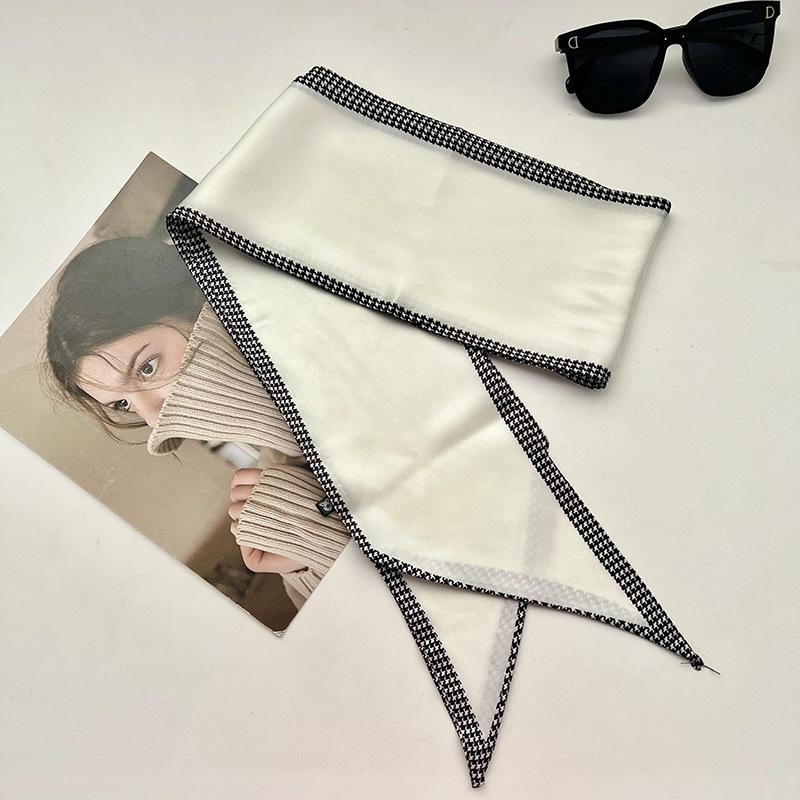Double-sided Long Strip Small Silk Scarf Women's Professional Wear Spring and Summer New Decorative Small Scarf Tied Hair Band Streamer