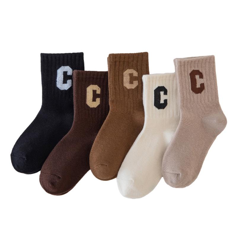 Children's Socks Children's Socks Autumn and Winter Letters Tube Socks Combed Cotton Casual Children's Socks