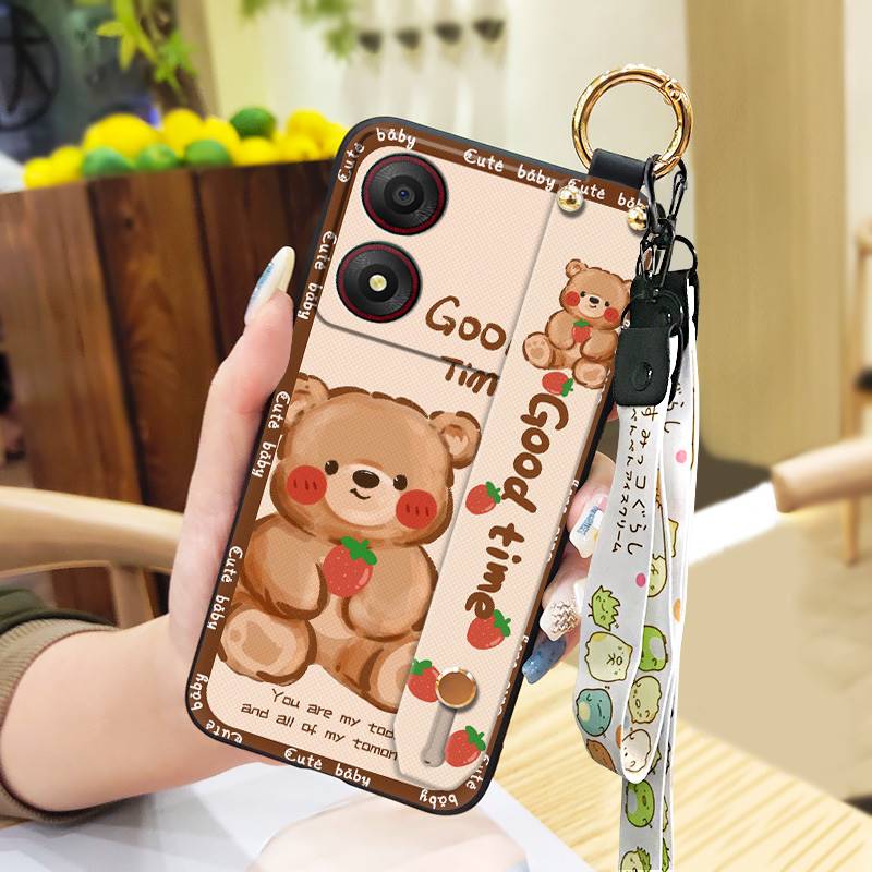 Back Cover Protective Phone Case For ZTE Blade A34 Waterproof Fashion Design Durable Lanyard Phone Holder Anti-knock