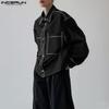 Oversized Men Spring Lapel Neck Stitching Long Sleeve Shirts Tops