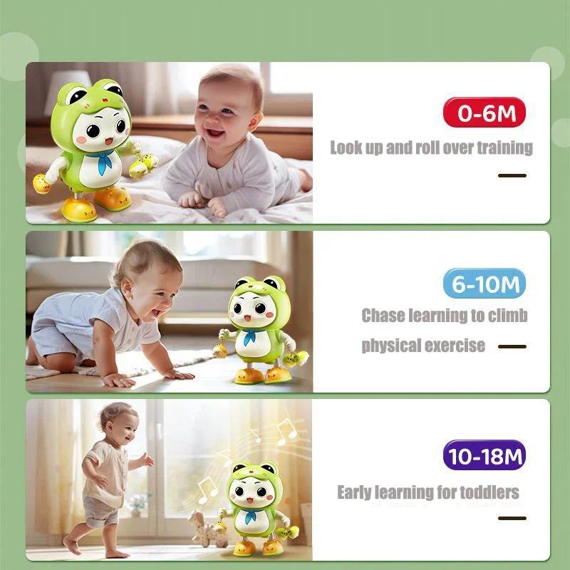 Musical Dancing Frog Toy With Flashing Lights, Electric Tummy Time & Sensory Toy For Babies Unique Baby Shower Gift For Children