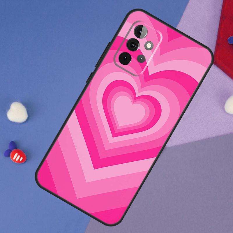 Latte Love Groovy Coffee Heart Pink Case For Samsung Galaxy A14 A56 A36 A26 A16 A06 A54 A34 A12 A32 A52 A13 A33 A53 A15 A35 A55