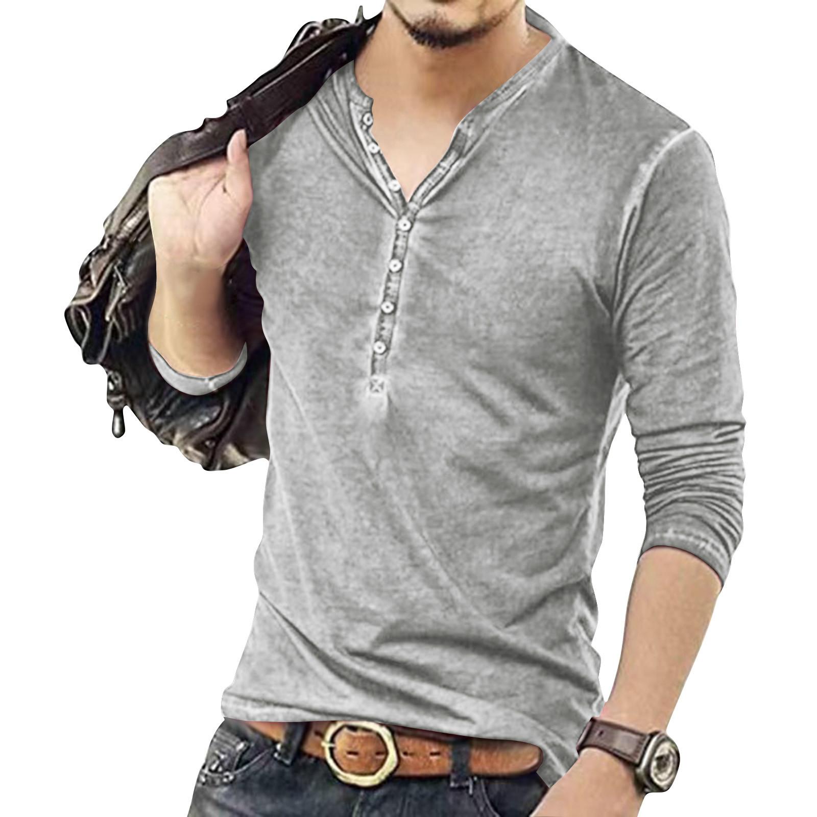 

Мужская однотонная футболка с длинным рукавом и воротником на пуговицах, мужской повседневный модный топ XXL