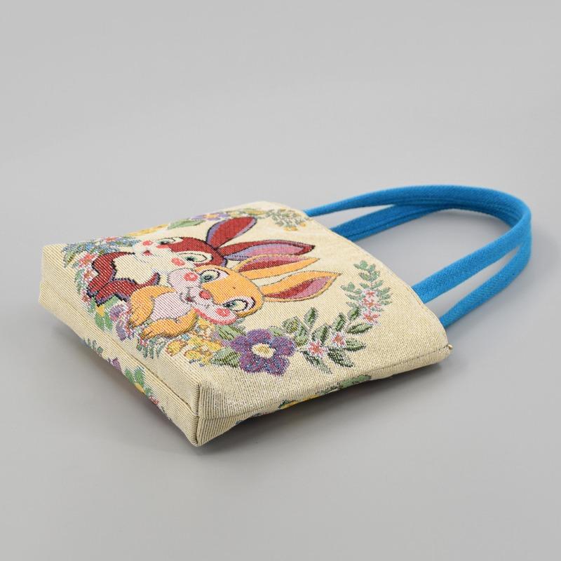 Ethnic Style Embroidery Canvas Handbag Artistic Fashion Hand In Hand Bag Lunch Bag Bento Bag