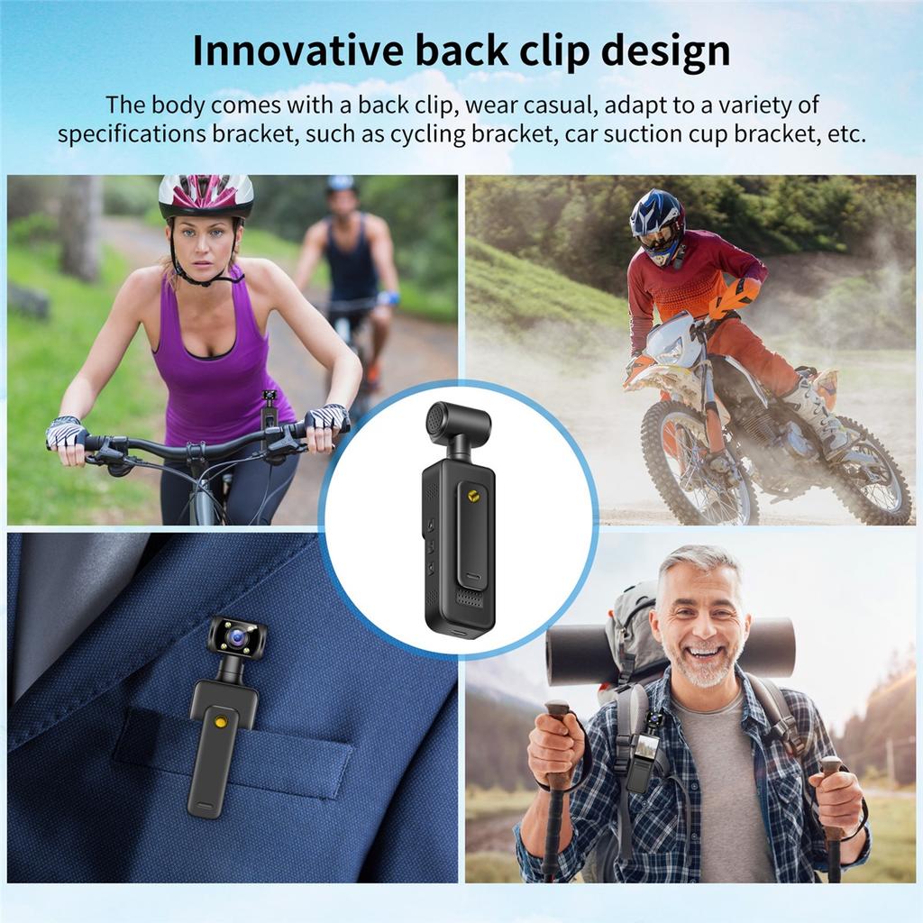 M12 4K HD Handheld Pocket Camera 180 ° Rotating Mini Portable Camera Wearable Night Vision Qutdoor Sports Camera